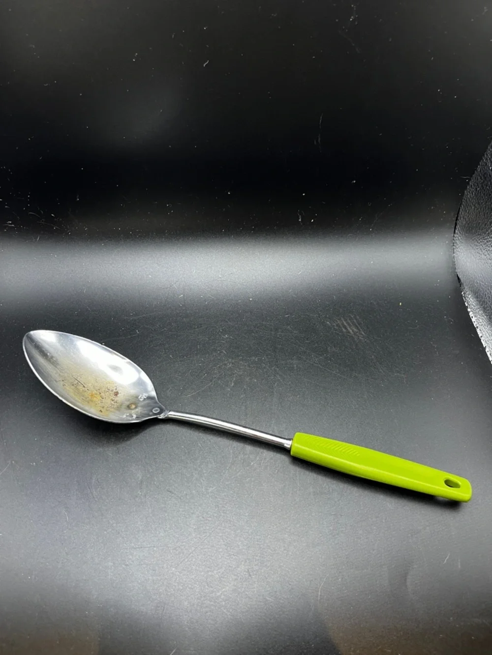Vintage FOLEY Serving Spoon Avocado Green Handle 11 1/2”